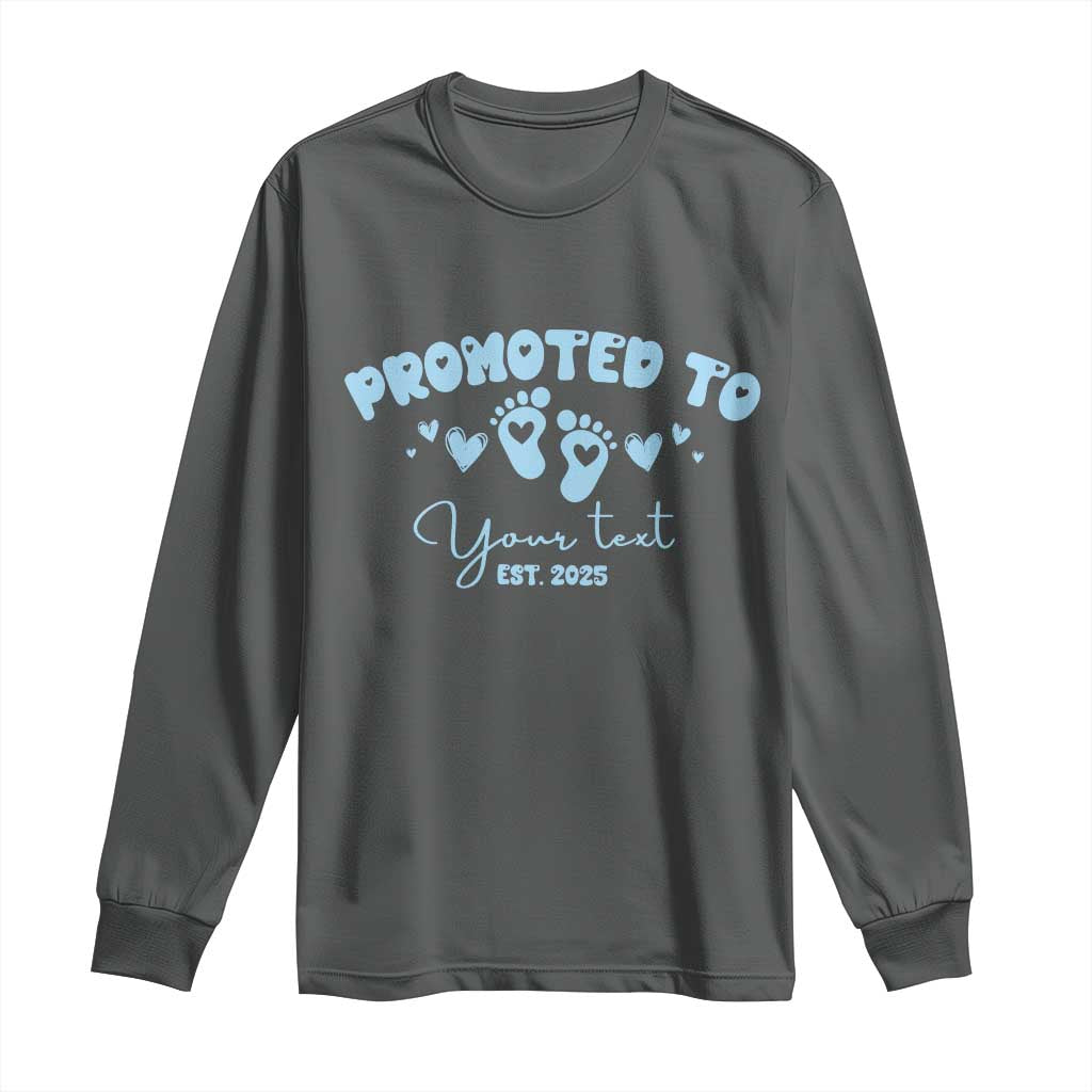 Personalized Gender Reveal Long Sleeve Shirt Custom Text Baby Boy Reveal Blue Family Matching TS10 Dark Heather Print Your Wear