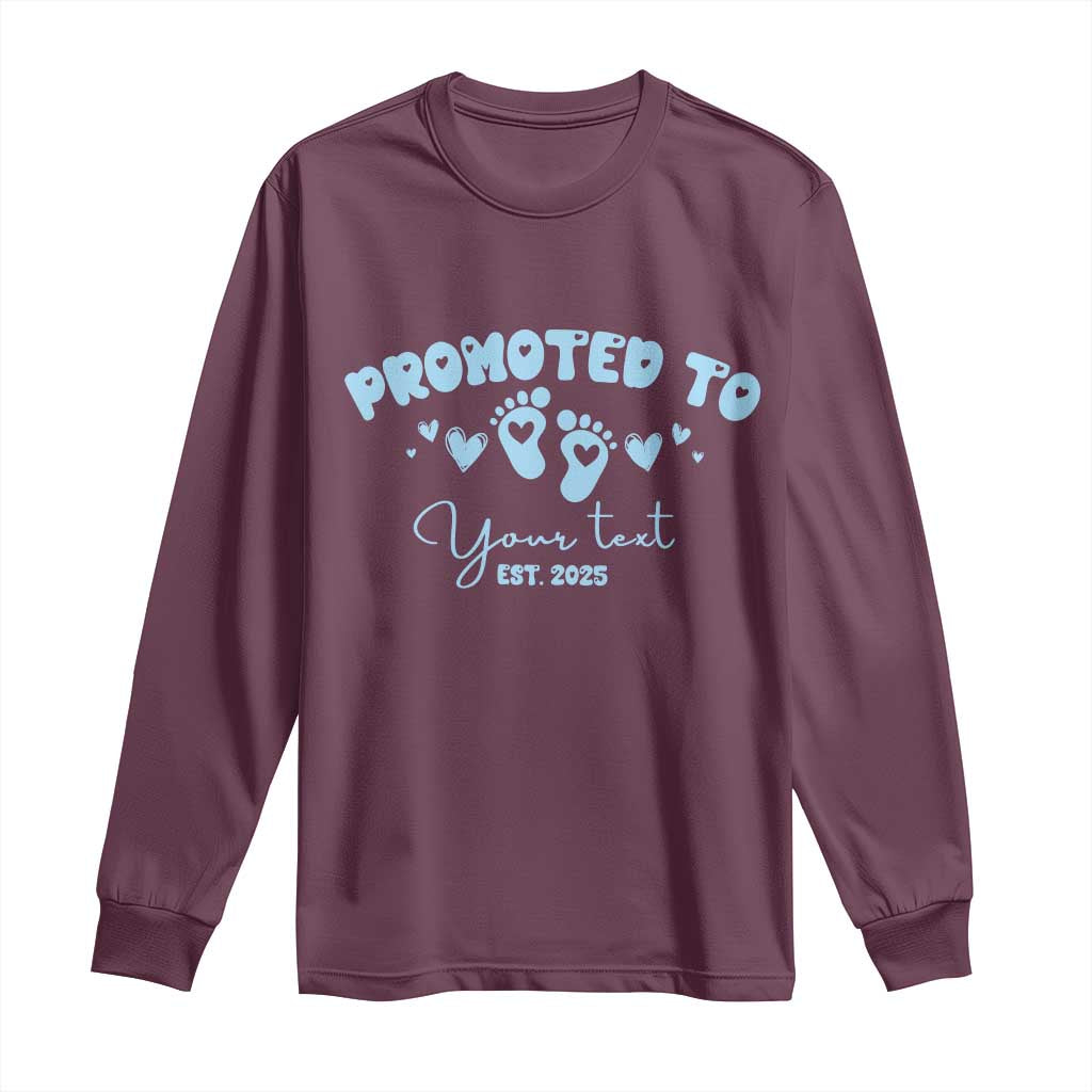 Personalized Gender Reveal Long Sleeve Shirt Custom Text Baby Boy Reveal Blue Family Matching TS10 Maroon Print Your Wear
