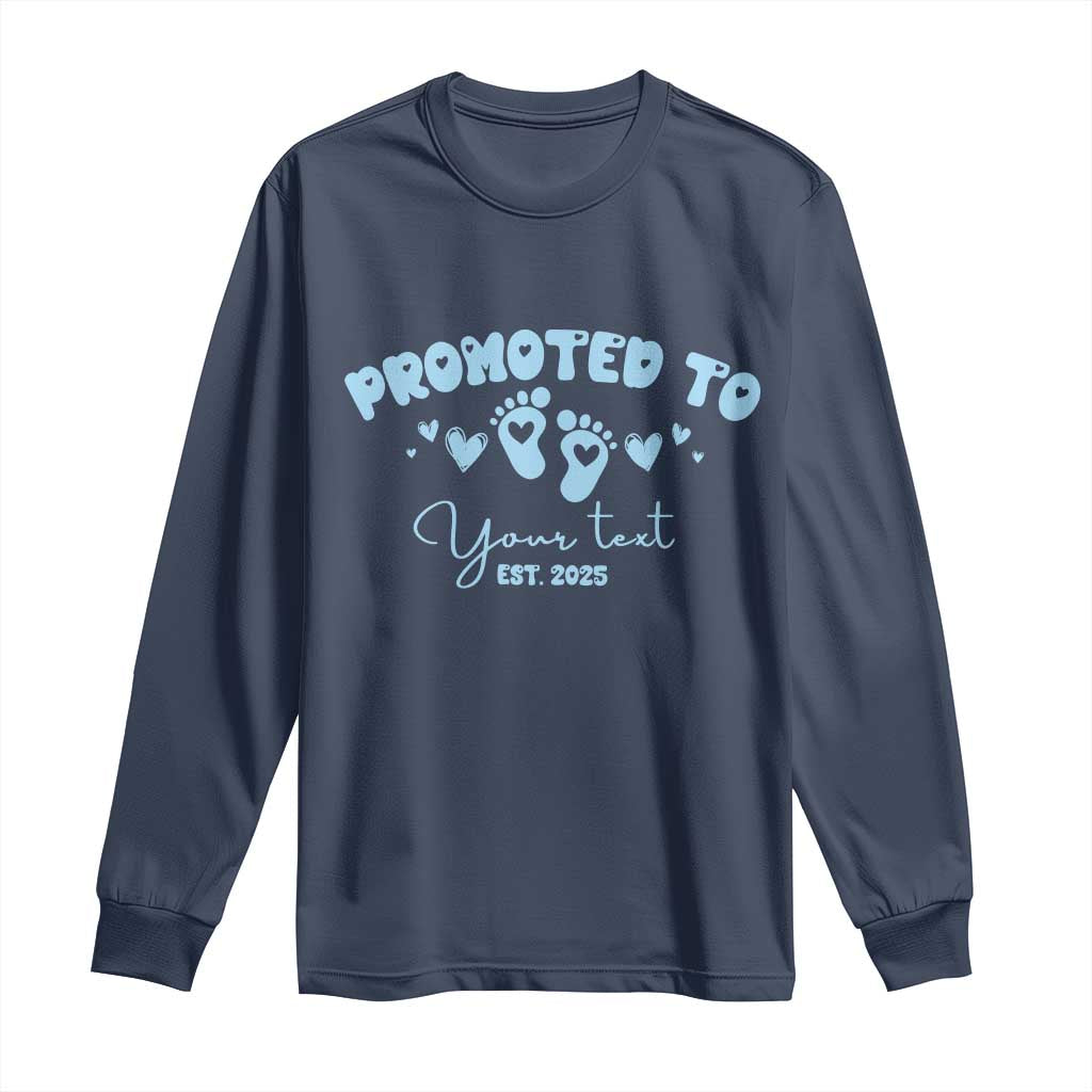 Personalized Gender Reveal Long Sleeve Shirt Custom Text Baby Boy Reveal Blue Family Matching TS10 Navy Print Your Wear