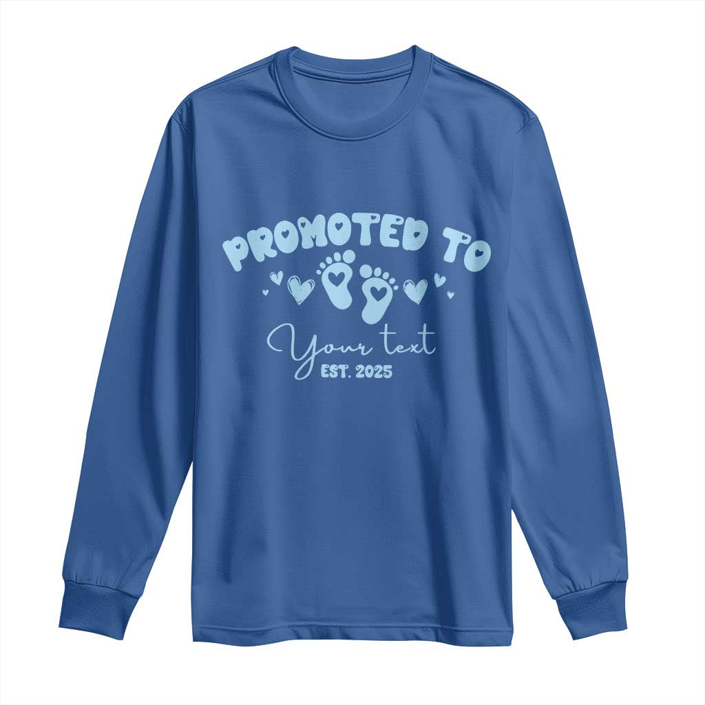 Personalized Gender Reveal Long Sleeve Shirt Custom Text Baby Boy Reveal Blue Family Matching TS10 Royal Blue Print Your Wear