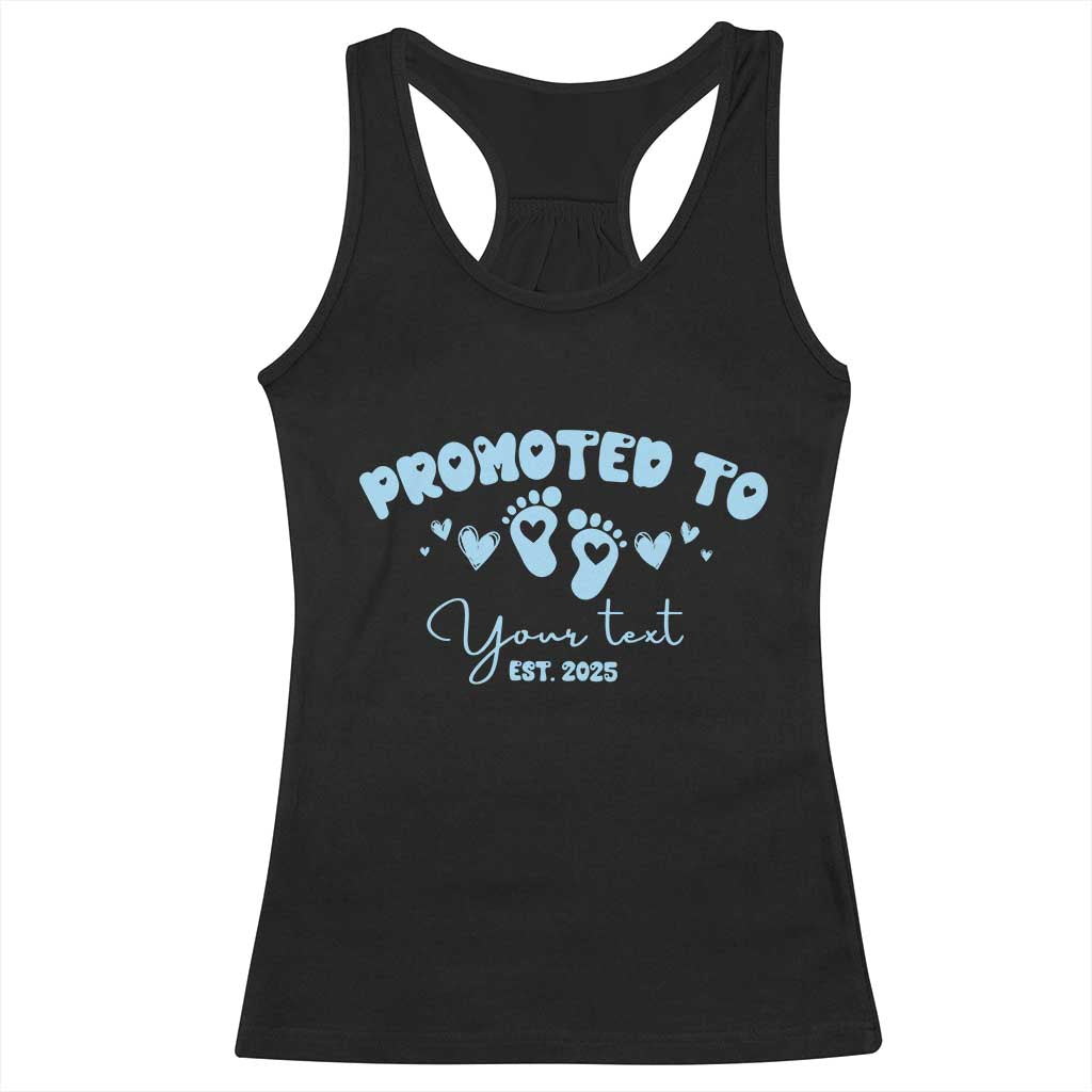 Personalized Gender Reveal Racerback Tank Top Custom Text Baby Boy Reveal Blue Family Matching TS10 Black Print Your Wear