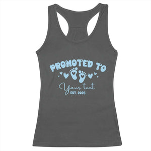 Personalized Gender Reveal Racerback Tank Top Custom Text Baby Boy Reveal Blue Family Matching TS10 Dark Heather Print Your Wear