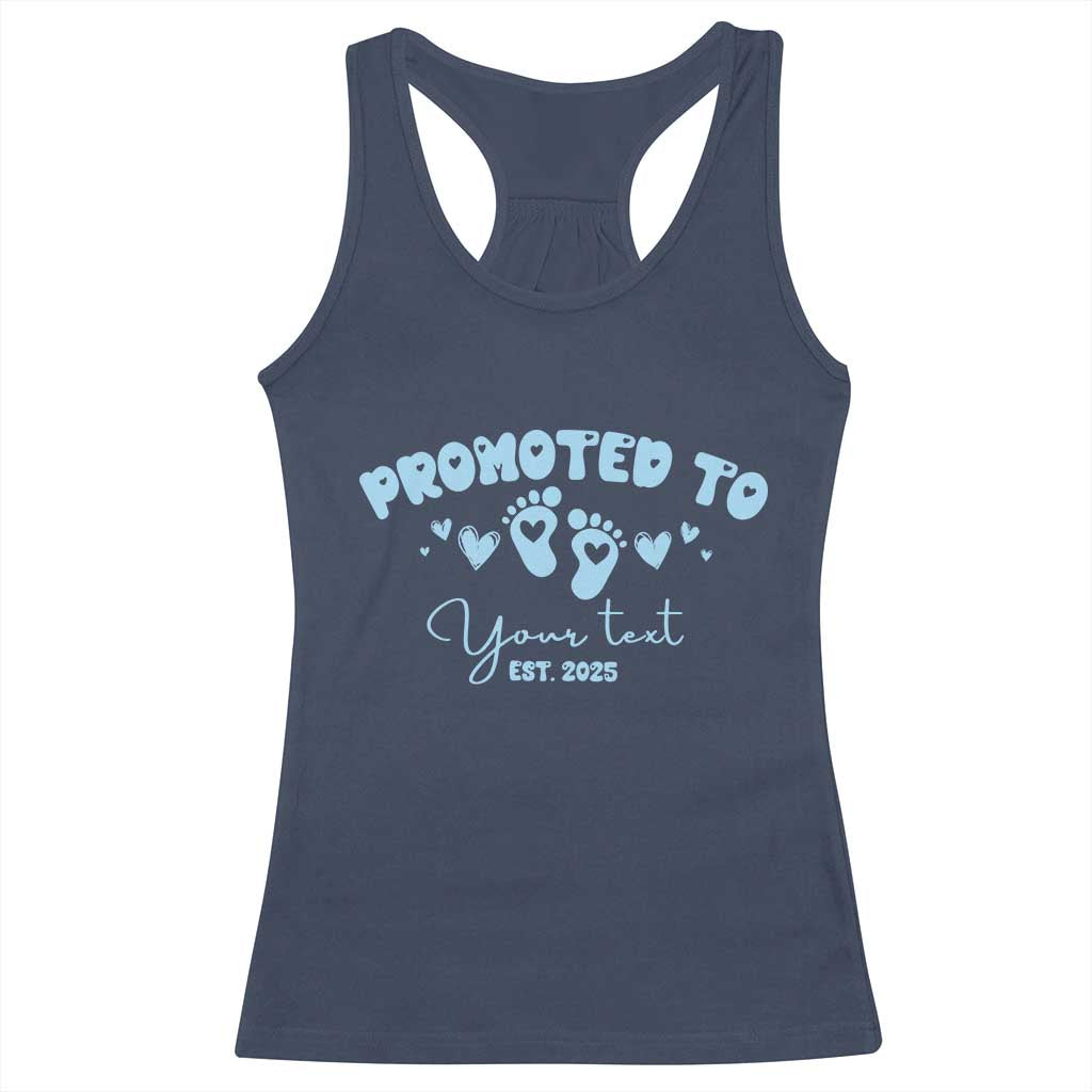 Personalized Gender Reveal Racerback Tank Top Custom Text Baby Boy Reveal Blue Family Matching TS10 Navy Print Your Wear