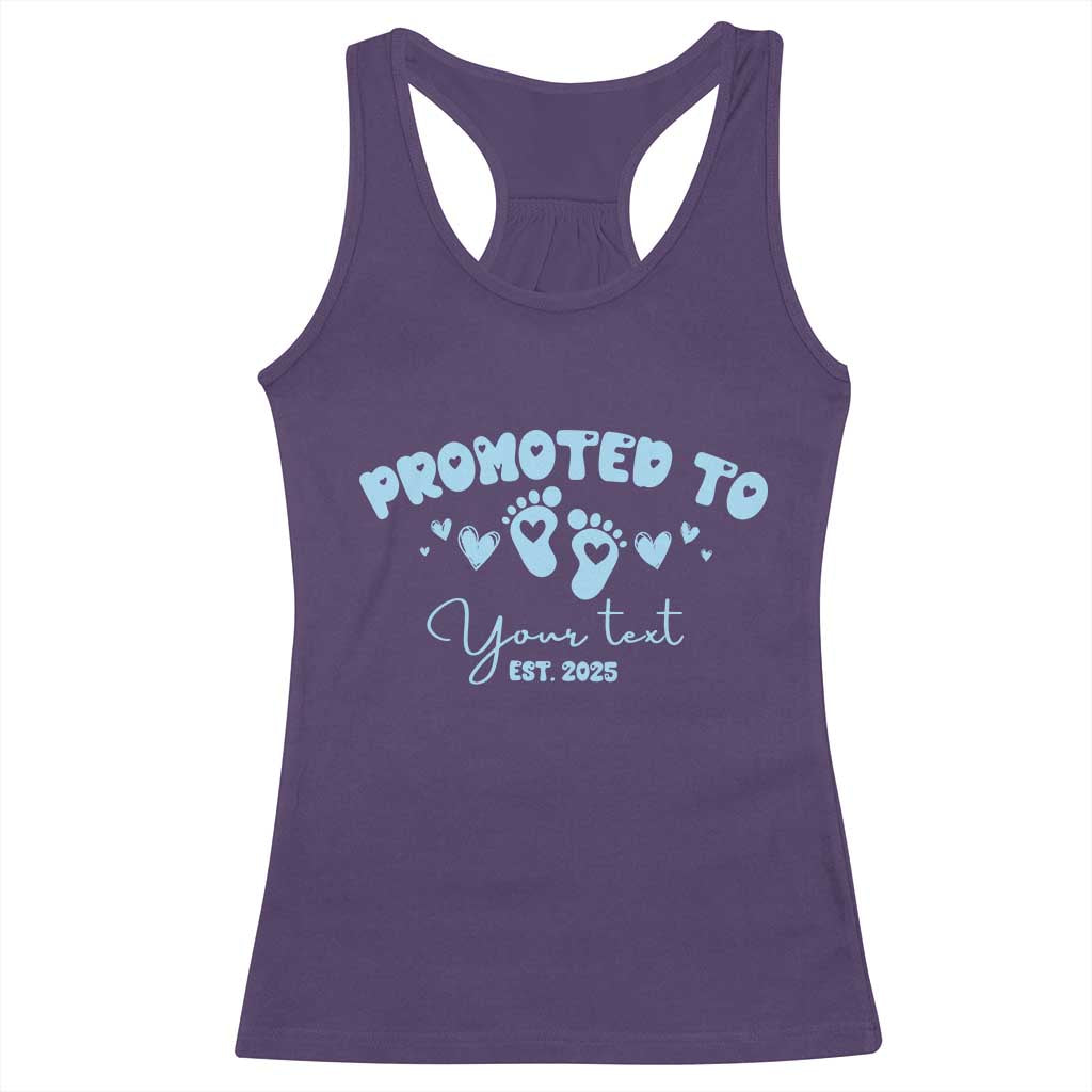 Personalized Gender Reveal Racerback Tank Top Custom Text Baby Boy Reveal Blue Family Matching TS10 Purple Print Your Wear