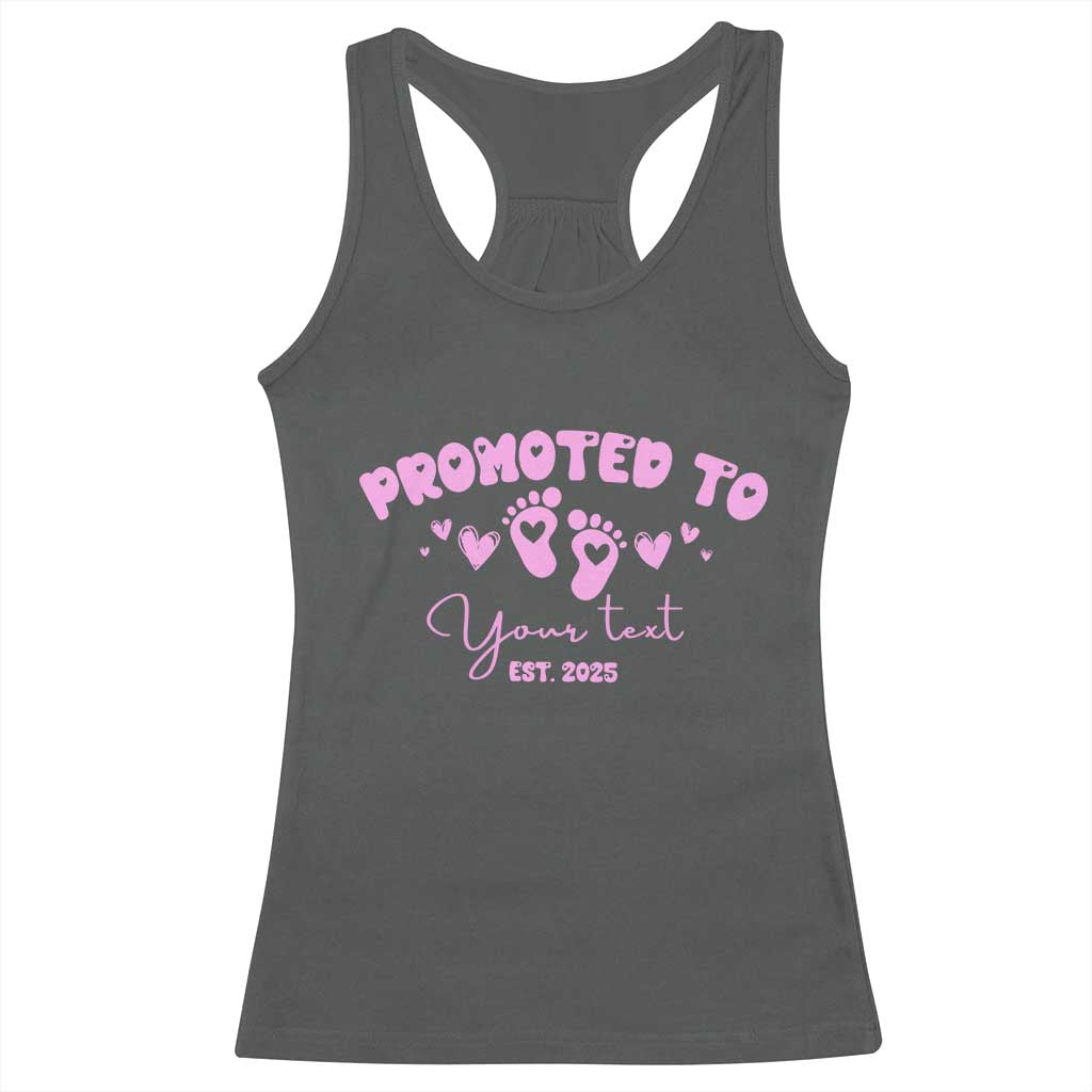 Personalized Gender Reveal Racerback Tank Top Custom Text Baby Girl Reveal Pink Family Matching TS10 Dark Heather Print Your Wear