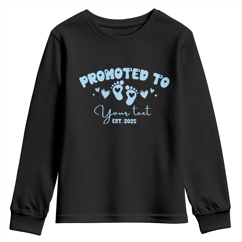 Personalized Gender Reveal Youth Sweatshirt Custom Text Baby Boy Reveal Blue Family Matching TS10 Black Print Your Wear