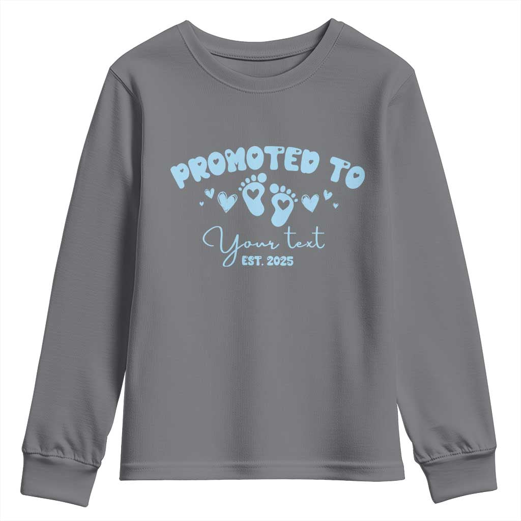 Personalized Gender Reveal Youth Sweatshirt Custom Text Baby Boy Reveal Blue Family Matching TS10 Charcoal Print Your Wear