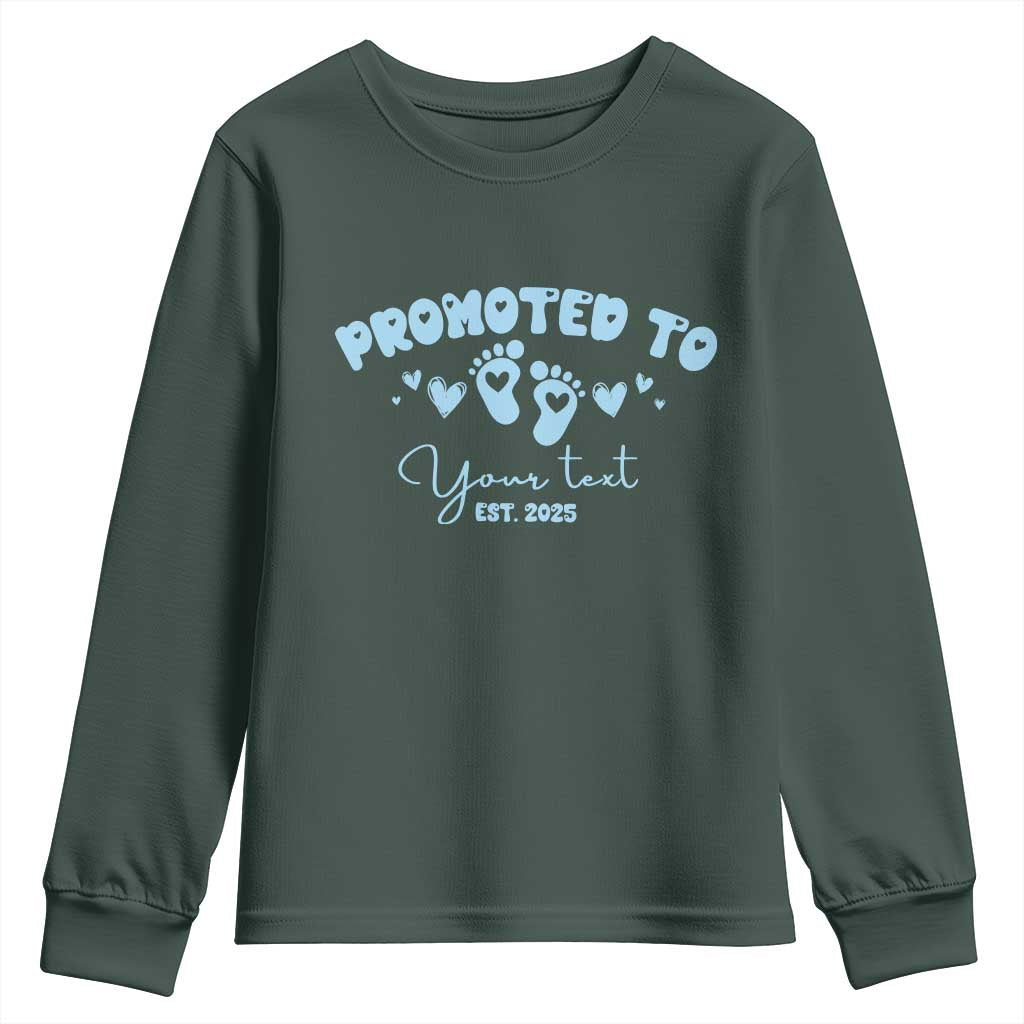 Personalized Gender Reveal Youth Sweatshirt Custom Text Baby Boy Reveal Blue Family Matching TS10 Dark Forest Green Print Your Wear