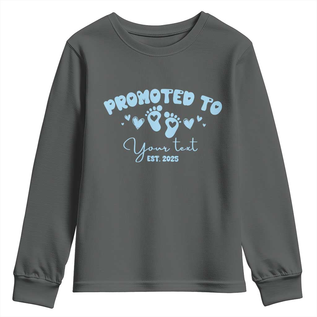 Personalized Gender Reveal Youth Sweatshirt Custom Text Baby Boy Reveal Blue Family Matching TS10 Dark Heather Print Your Wear