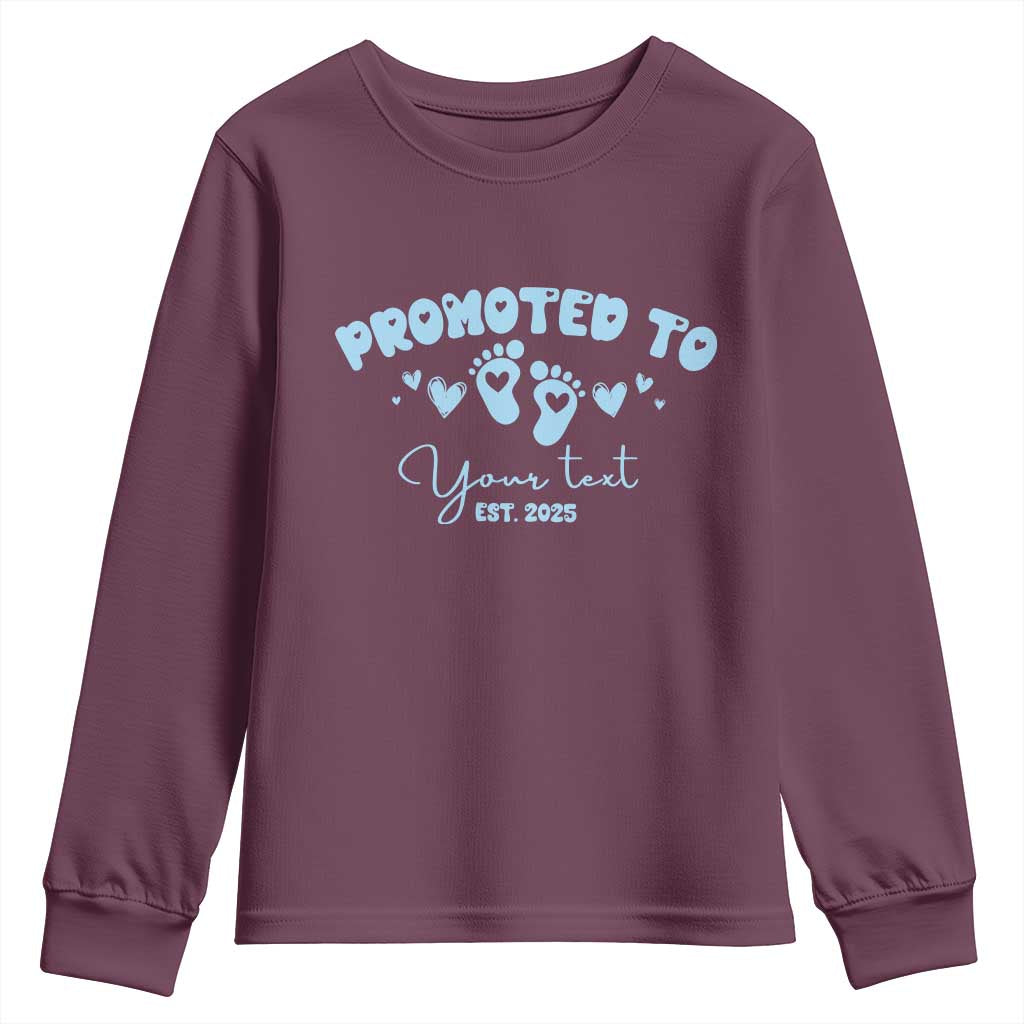 Personalized Gender Reveal Youth Sweatshirt Custom Text Baby Boy Reveal Blue Family Matching TS10 Maroon Print Your Wear