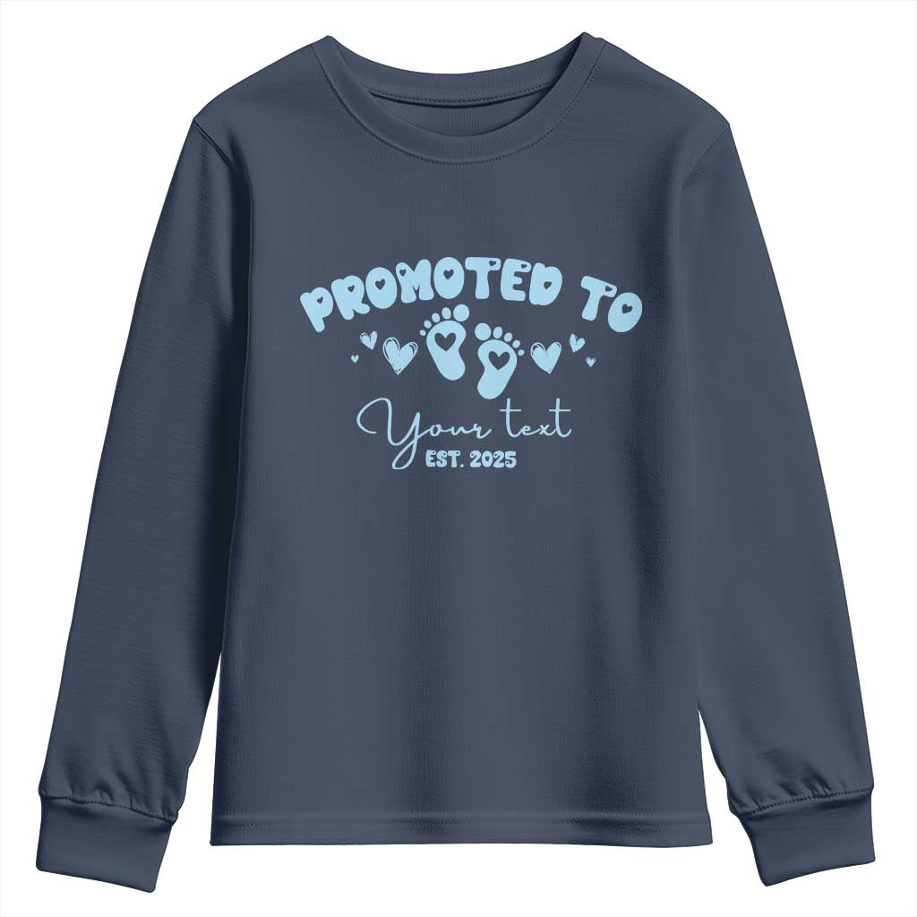 Personalized Gender Reveal Youth Sweatshirt Custom Text Baby Boy Reveal Blue Family Matching TS10 Navy Print Your Wear