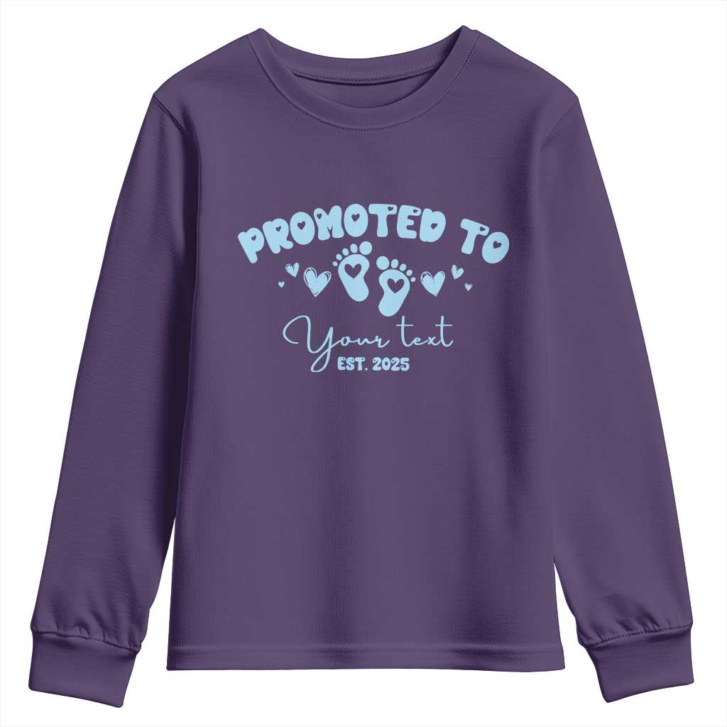 Personalized Gender Reveal Youth Sweatshirt Custom Text Baby Boy Reveal Blue Family Matching TS10 Purple Print Your Wear
