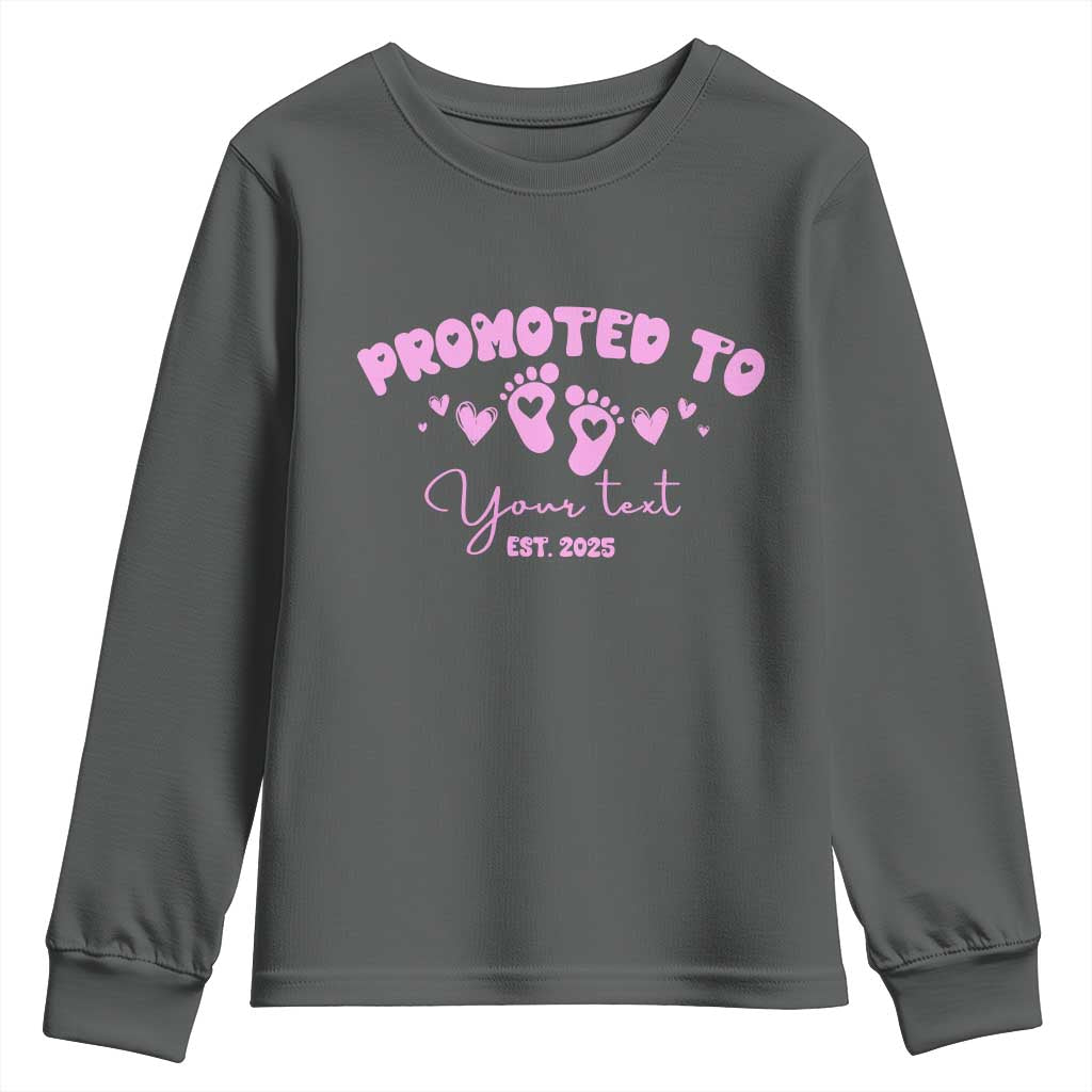 Personalized Gender Reveal Youth Sweatshirt Custom Text Baby Girl Reveal Pink Family Matching TS10 Dark Heather Print Your Wear