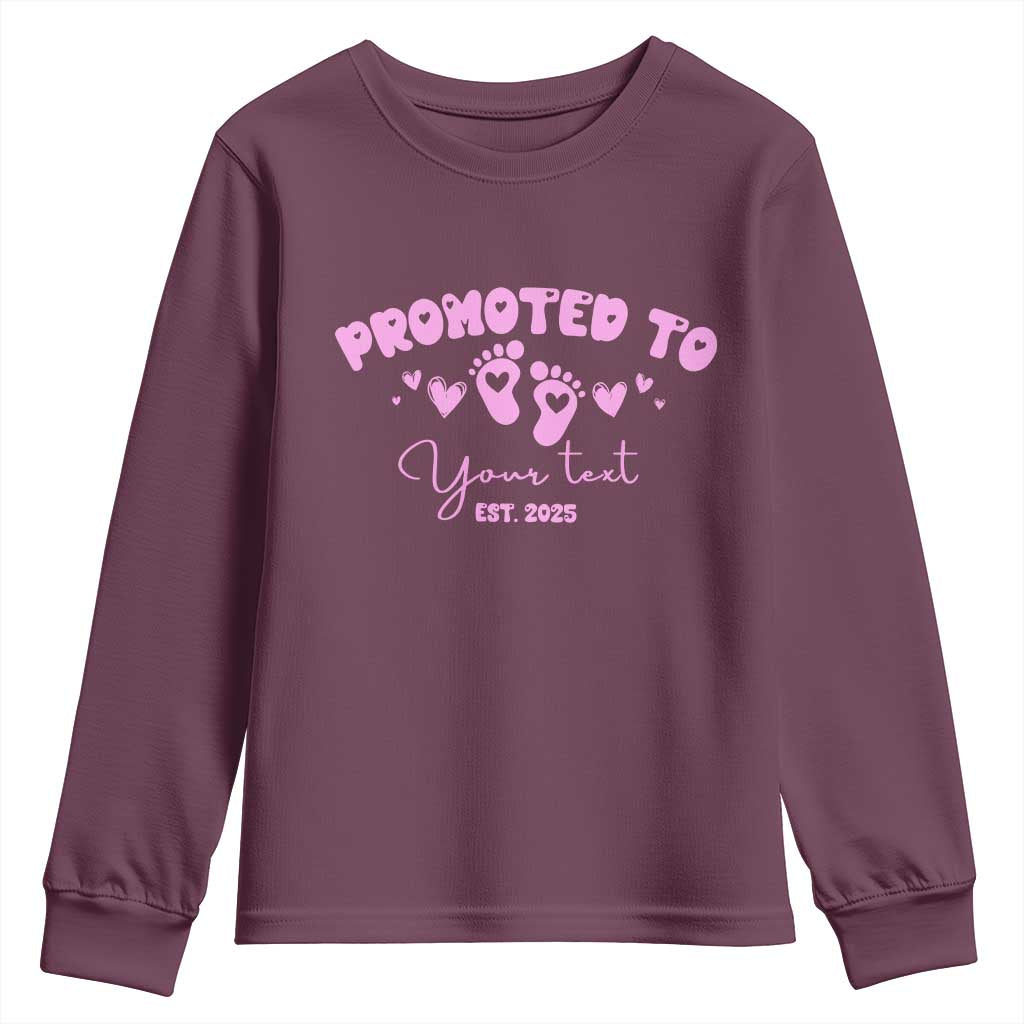 Personalized Gender Reveal Youth Sweatshirt Custom Text Baby Girl Reveal Pink Family Matching TS10 Maroon Print Your Wear
