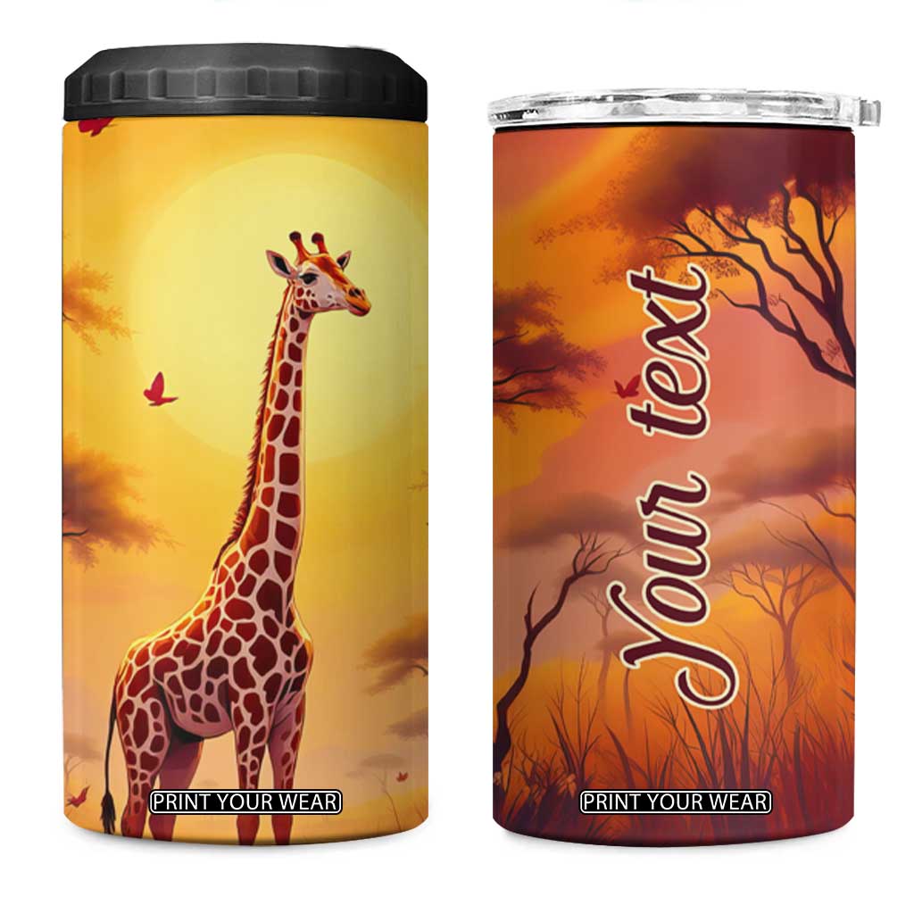 Personalized Giraffe 4 in 1 Can Cooler Tumbler in the Savanna with Nature Scene TS04 One Size: 16 oz Multicolor Print Your Wear