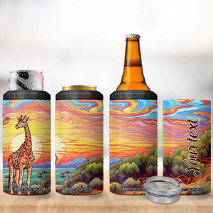 Personalized Giraffe 4 in 1 Can Cooler Tumbler with Colorful Sunset Background TS04 Print Your Wear