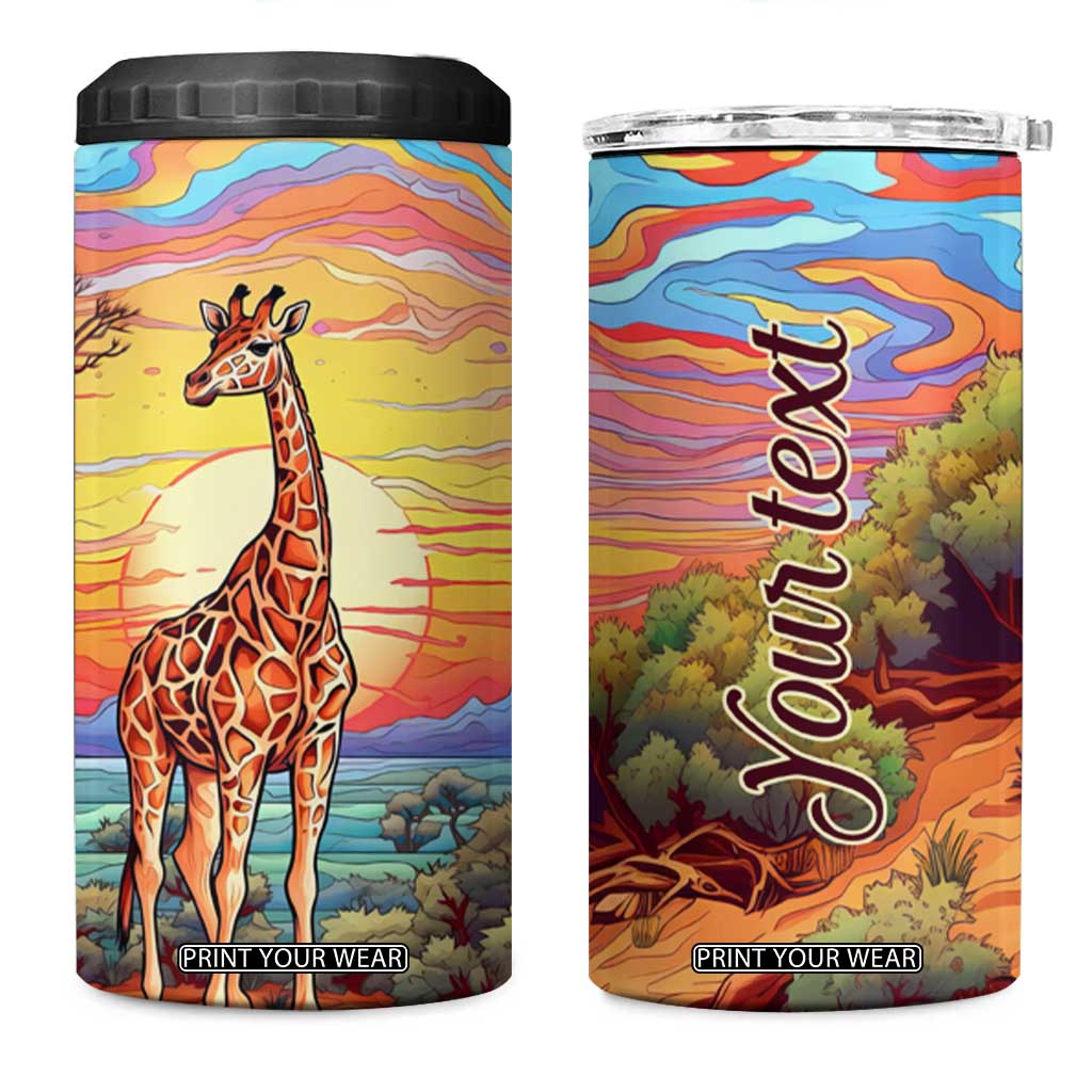 Personalized Giraffe 4 in 1 Can Cooler Tumbler with Colorful Sunset Background TS04 One Size: 16 oz Multicolor Print Your Wear