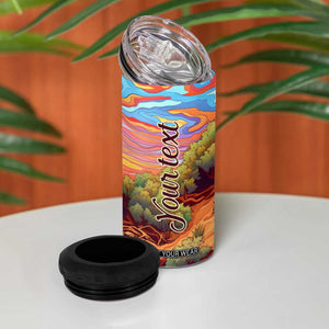 Personalized Giraffe 4 in 1 Can Cooler Tumbler with Colorful Sunset Background TS04 Print Your Wear