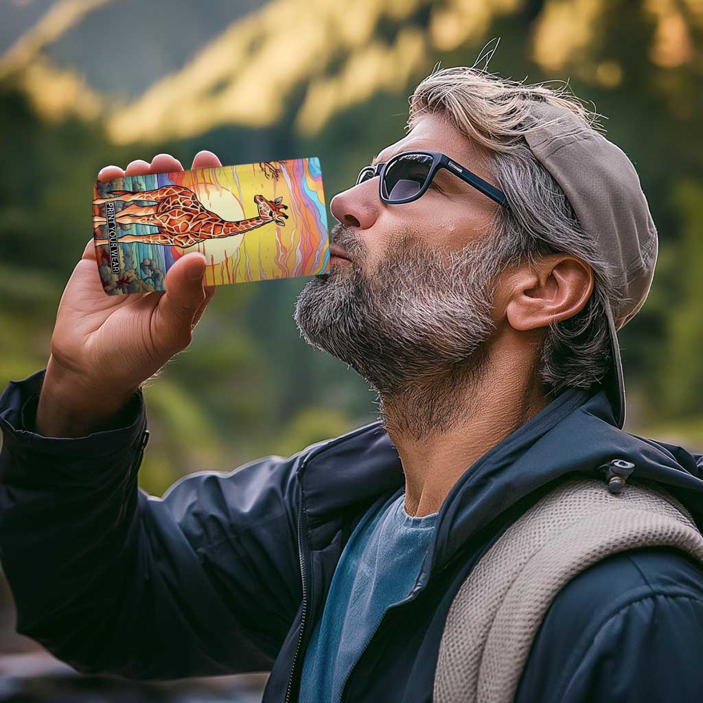 Personalized Giraffe 4 in 1 Can Cooler Tumbler with Colorful Sunset Background TS04 Print Your Wear