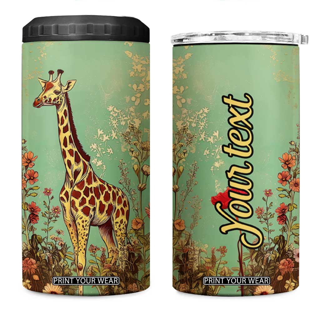 Personalized Giraffe 4 in 1 Can Cooler Tumbler with Retro Style Illustration TS04 One Size: 16 oz Multicolor Print Your Wear