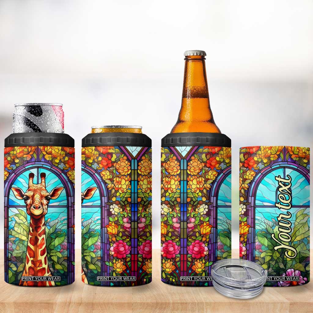 Personalized Giraffe 4 in 1 Can Cooler Tumbler with Stained Glass Style Art TS04 Print Your Wear