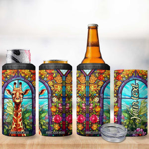 Personalized Giraffe 4 in 1 Can Cooler Tumbler with Stained Glass Style Art TS04 Print Your Wear