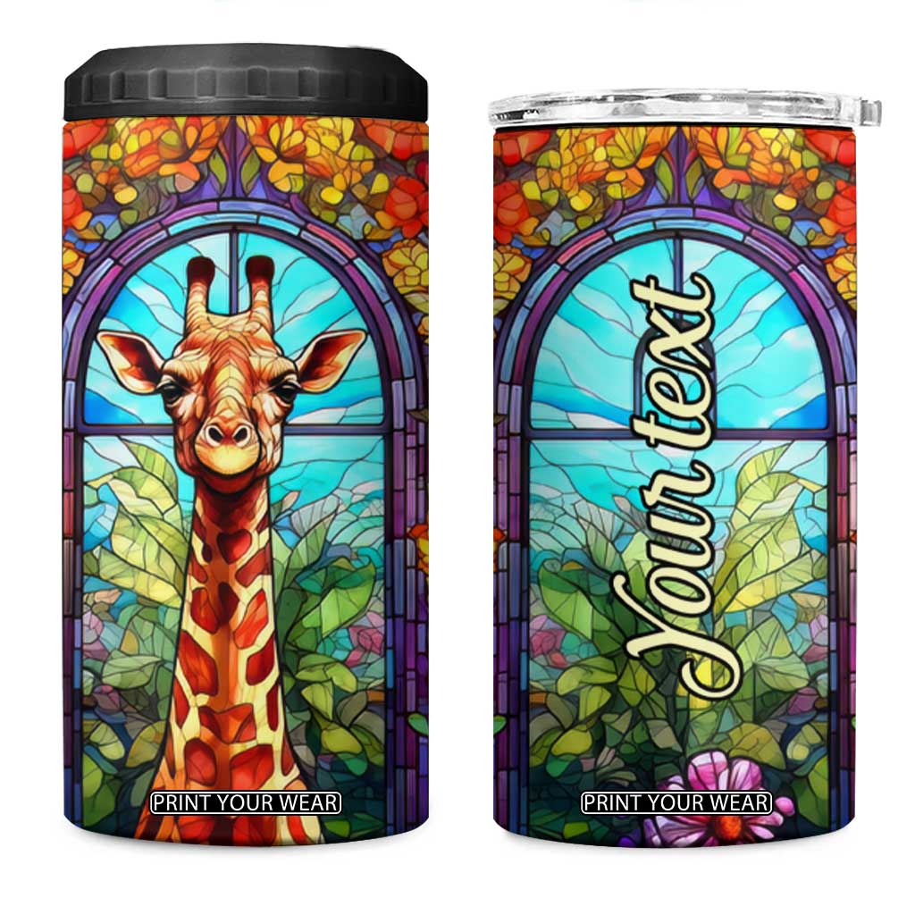 Personalized Giraffe 4 in 1 Can Cooler Tumbler with Stained Glass Style Art TS04 One Size: 16 oz Multicolor Print Your Wear