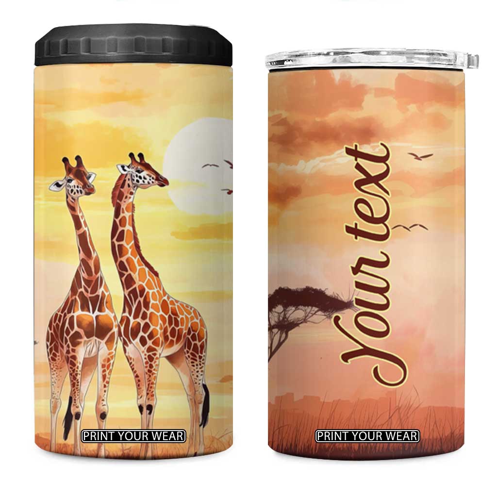 Personalized Giraffe 4 in 1 Can Cooler Tumbler with Sunset in Savanna Landscape TS04 One Size: 16 oz Multicolor Print Your Wear