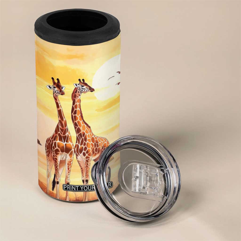 Personalized Giraffe 4 in 1 Can Cooler Tumbler with Sunset in Savanna Landscape TS04 Print Your Wear