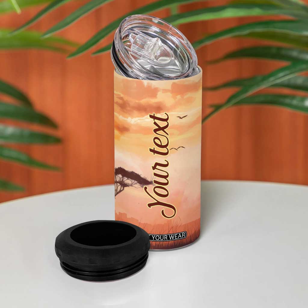 Personalized Giraffe 4 in 1 Can Cooler Tumbler with Sunset in Savanna Landscape TS04 Print Your Wear