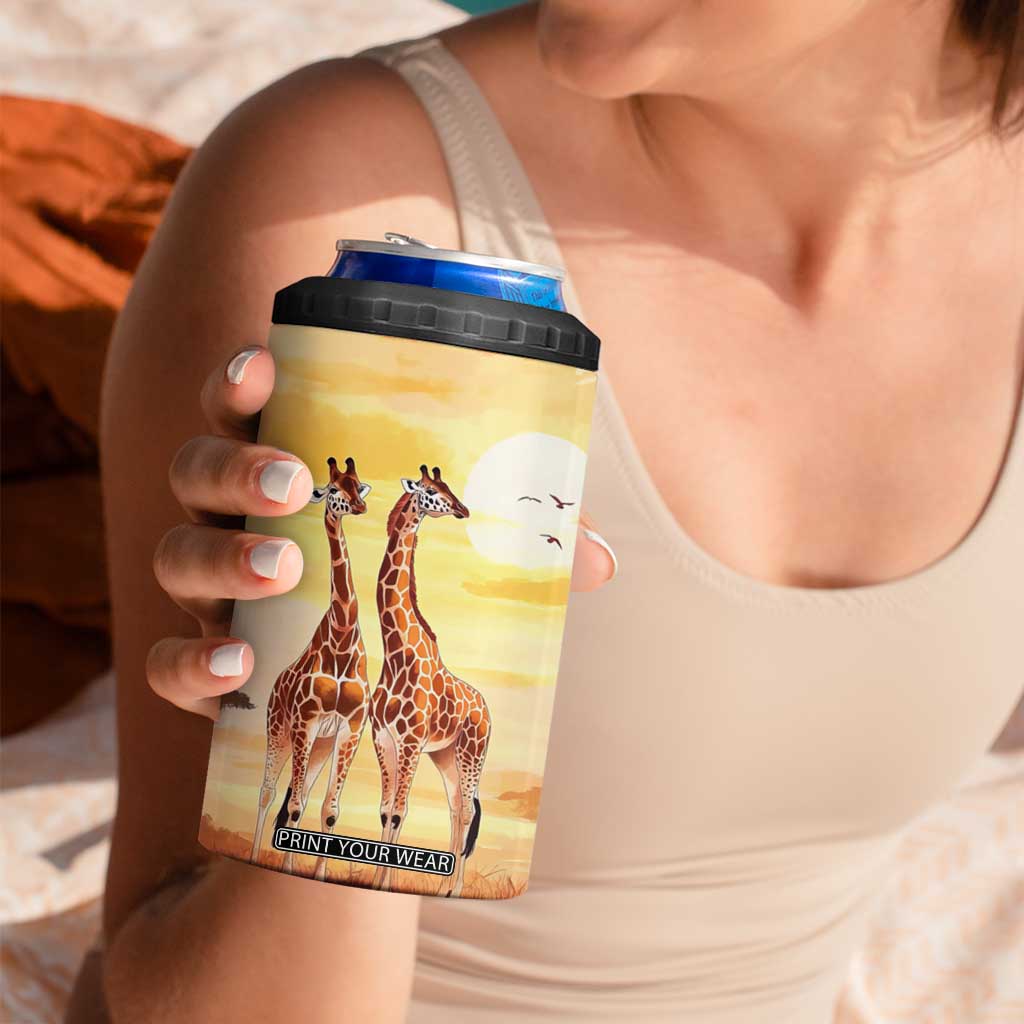 Personalized Giraffe 4 in 1 Can Cooler Tumbler with Sunset in Savanna Landscape TS04 Print Your Wear