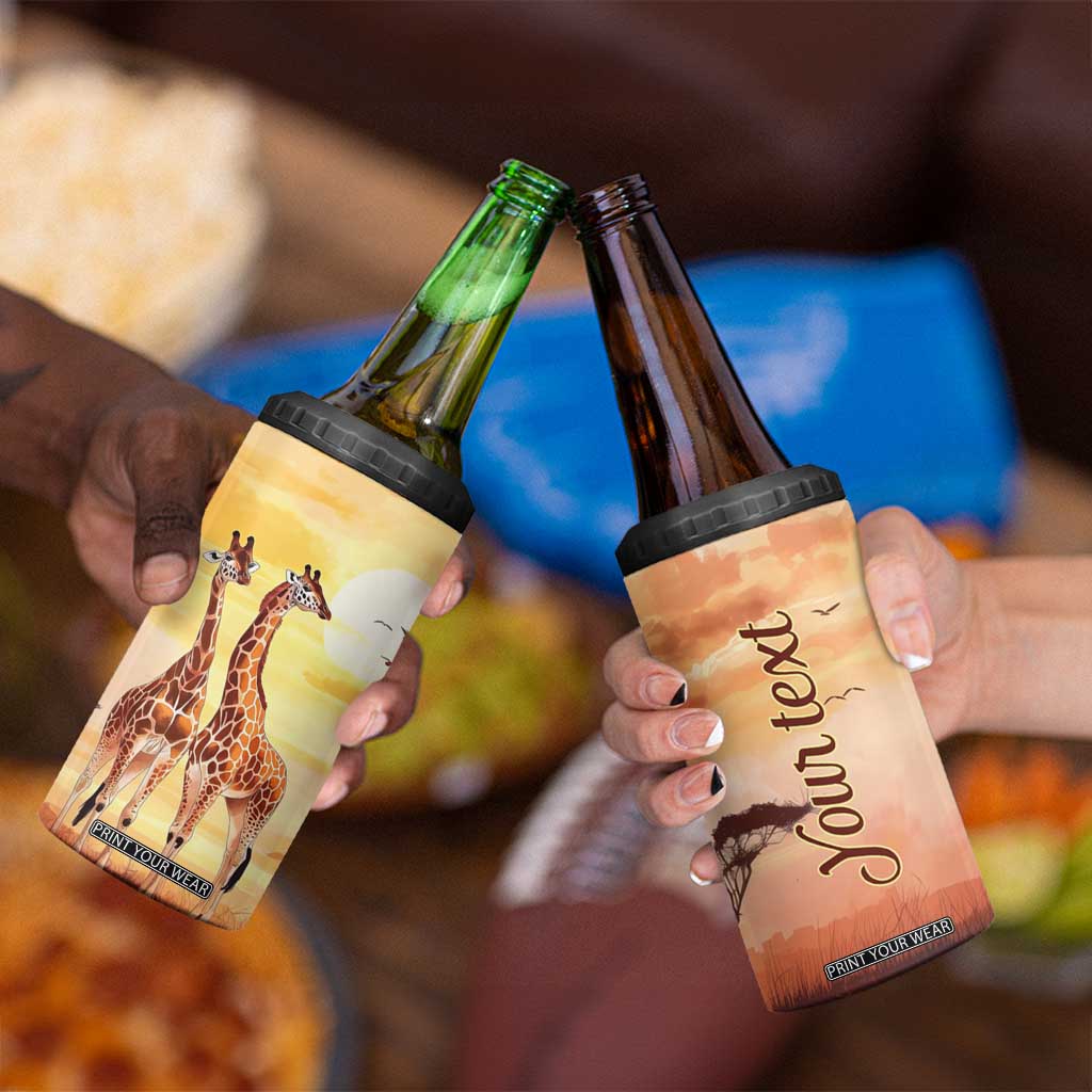 Personalized Giraffe 4 in 1 Can Cooler Tumbler with Sunset in Savanna Landscape TS04 Print Your Wear