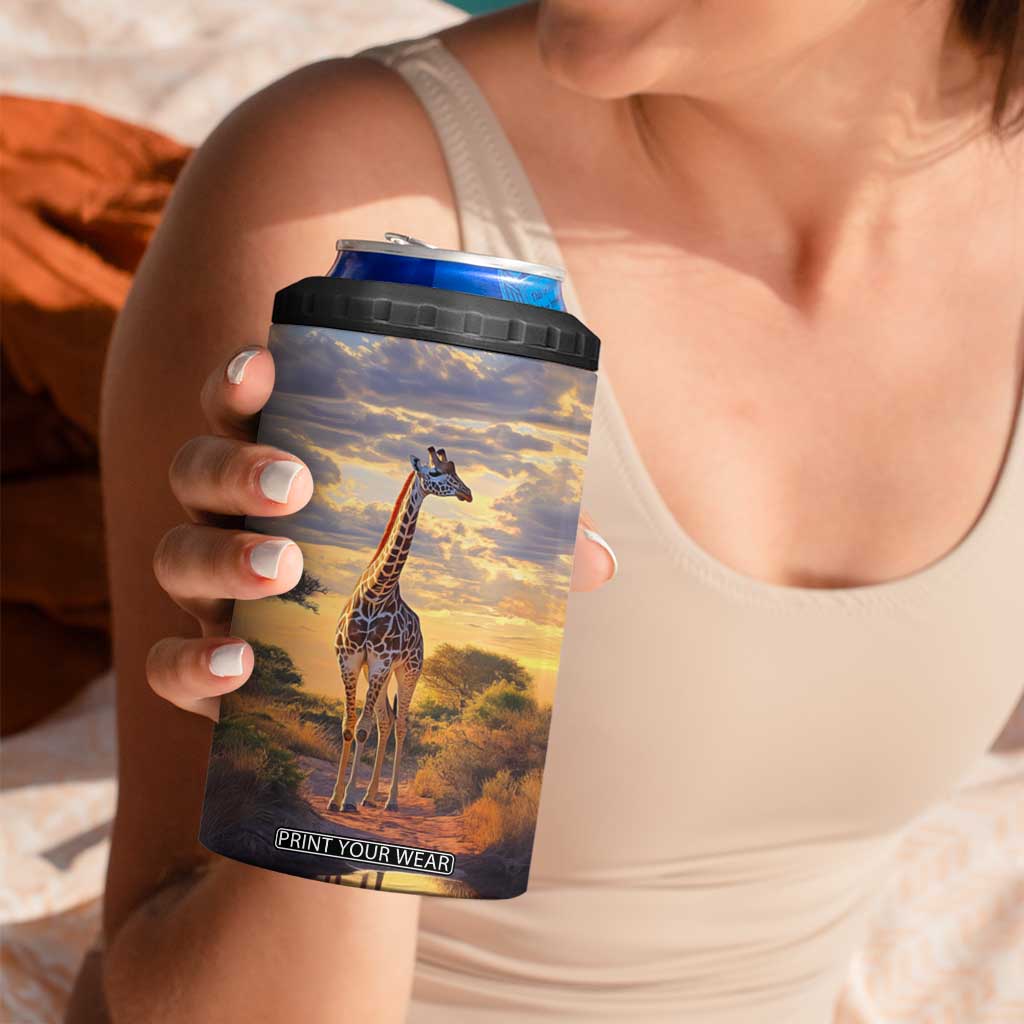 Personalized Giraffe Lover 4 in 1 Can Cooler Tumbler with Wildlife Theme Design TS04 Print Your Wear