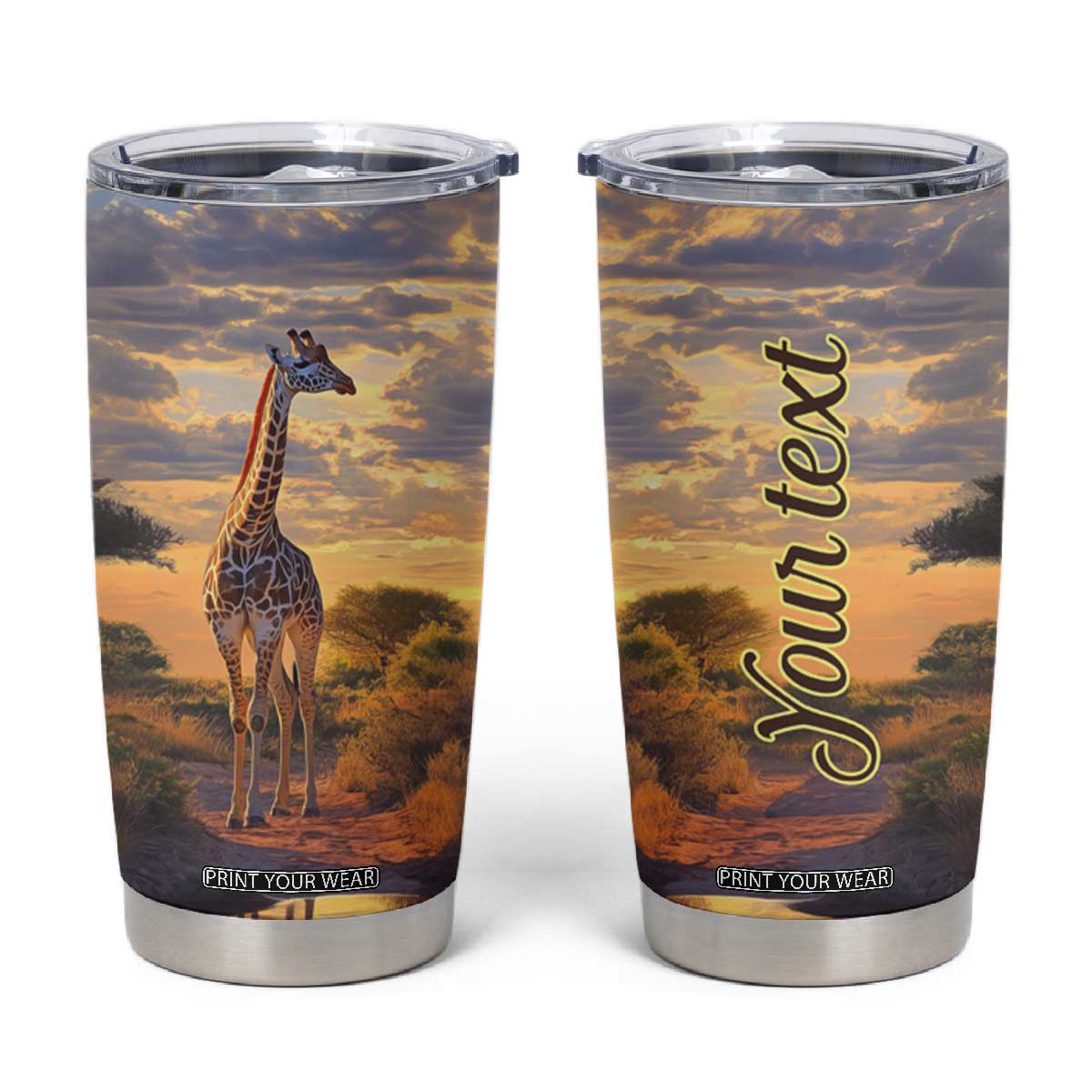 Personalized Giraffe Lover Tumbler Cup with Wildlife Theme Design TS04 Multicolor Print Your Wear