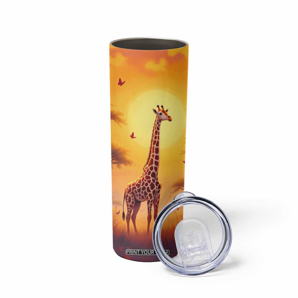 Personalized Giraffe Skinny Tumbler in the Savanna with Nature Scene TS04 Print Your Wear