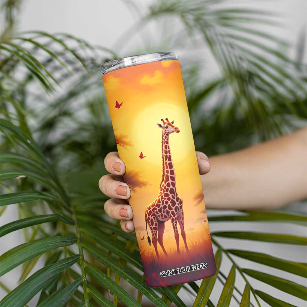 Personalized Giraffe Skinny Tumbler in the Savanna with Nature Scene TS04 Print Your Wear