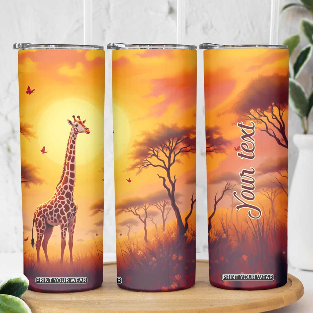 Personalized Giraffe Skinny Tumbler in the Savanna with Nature Scene TS04 Print Your Wear