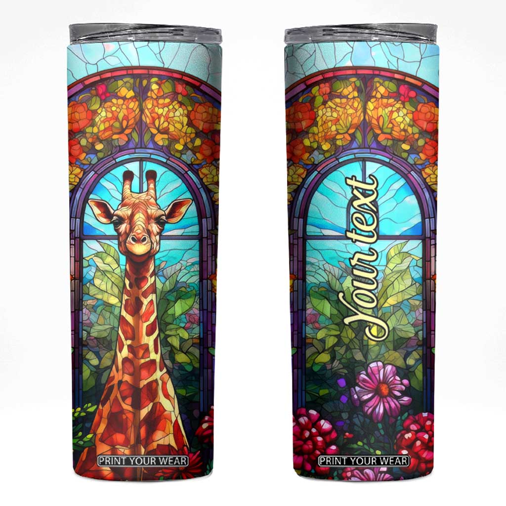 Personalized Giraffe Skinny Tumbler with Stained Glass Style Art TS04 Multicolor Print Your Wear