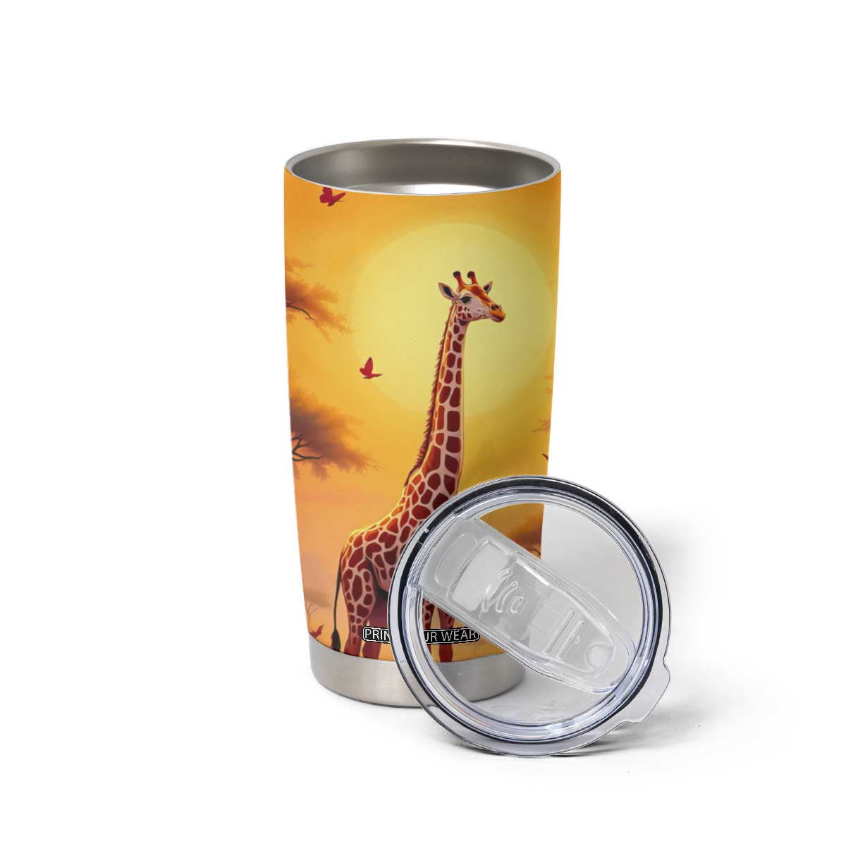 Personalized Giraffe Tumbler Cup in the Savanna with Nature Scene TS04 Print Your Wear