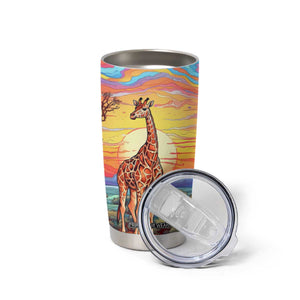 Personalized Giraffe Tumbler Cup with Colorful Sunset Background TS04 Print Your Wear