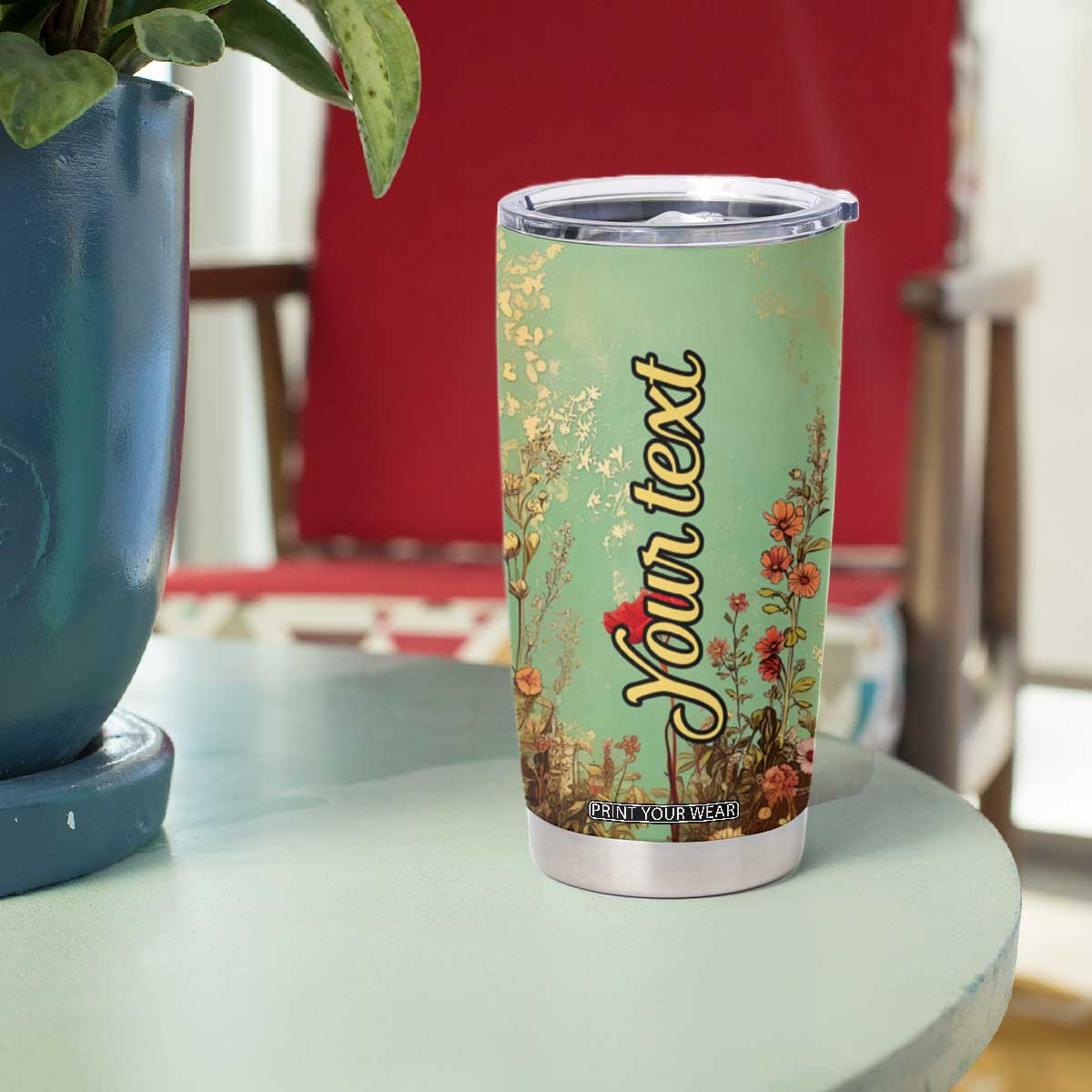 Personalized Giraffe Tumbler Cup with Retro Style Illustration TS04 Print Your Wear