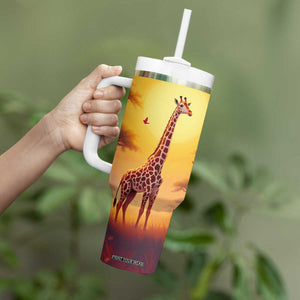 Personalized Giraffe Tumbler With Handle in the Savanna with Nature Scene TS04 Print Your Wear