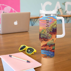Personalized Giraffe Tumbler With Handle with Colorful Sunset Background TS04 Print Your Wear