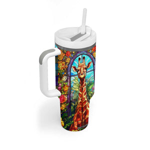 Personalized Giraffe Tumbler With Handle with Stained Glass Style Art TS04 Print Your Wear