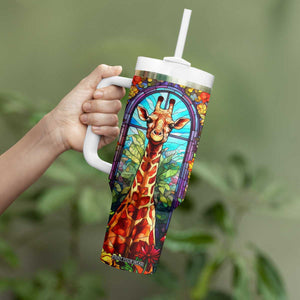 Personalized Giraffe Tumbler With Handle with Stained Glass Style Art TS04 Print Your Wear