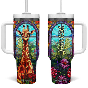 Personalized Giraffe Tumbler With Handle with Stained Glass Style Art TS04 One Size: 40 oz Multicolor Print Your Wear