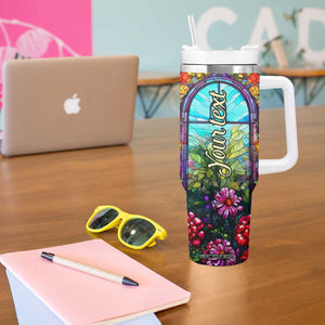 Personalized Giraffe Tumbler With Handle with Stained Glass Style Art TS04 Print Your Wear