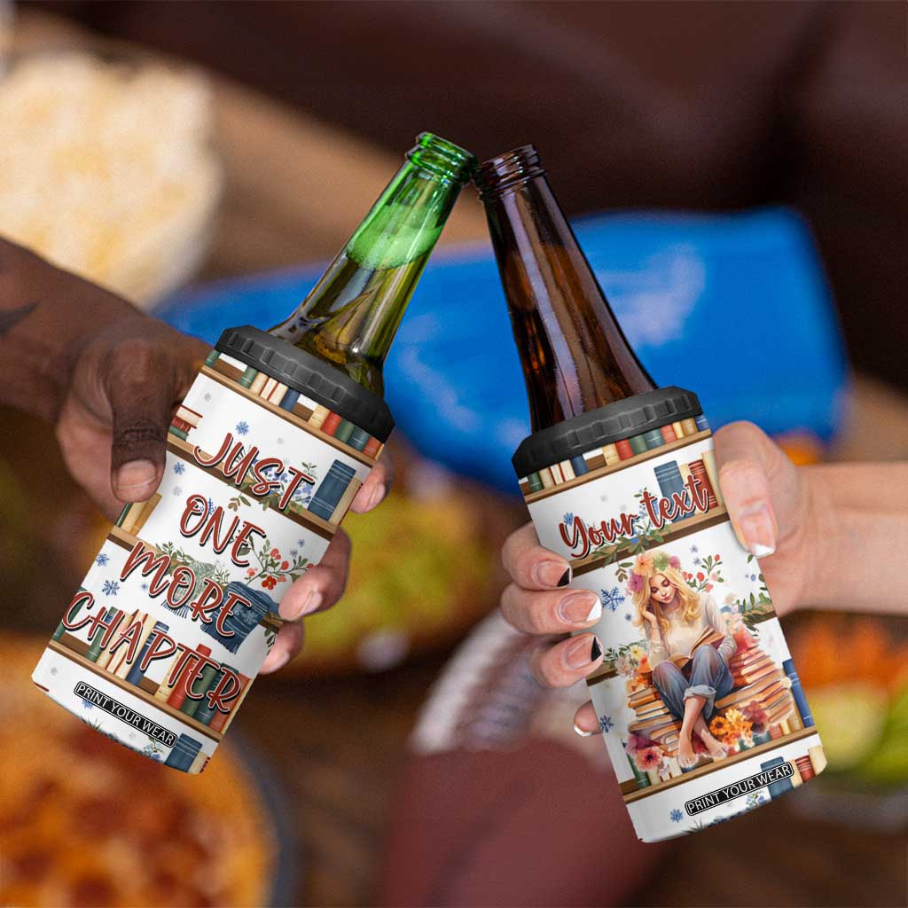 Personalized Girl 4 in 1 Can Cooler Tumbler with Books and Just One More Chapter Quote TS04 Print Your Wear