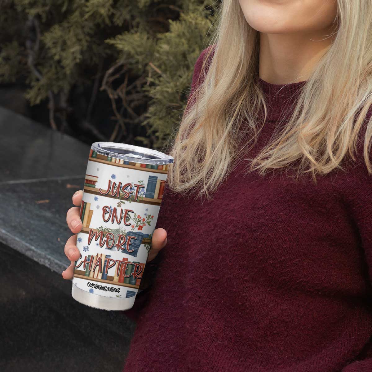 Personalized Girl Tumbler Cup with Books and Just One More Chapter Quote TS04 Print Your Wear