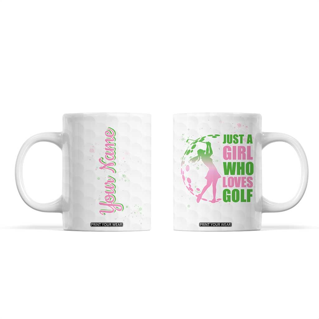 Personalized Golf Player Coffee Mug Custom Name Just A Girl Who Loves Golf TB09 White Print Your Wear